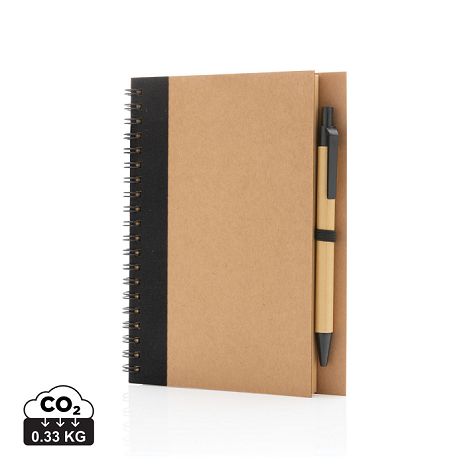  Cahier à spirales kraft avec stylo