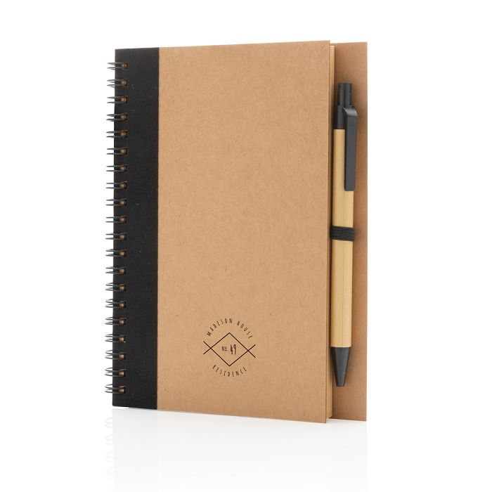  Cahier à spirales kraft avec stylo