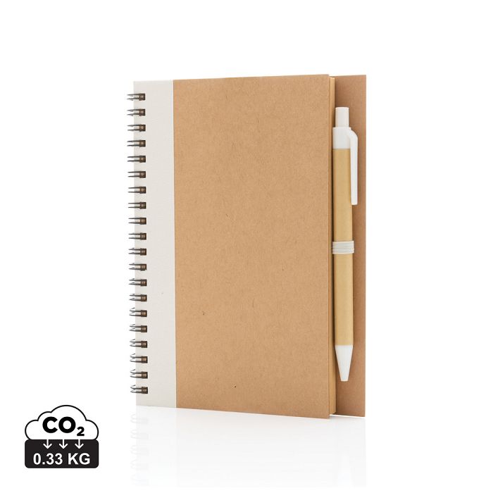  Cahier à spirales kraft avec stylo