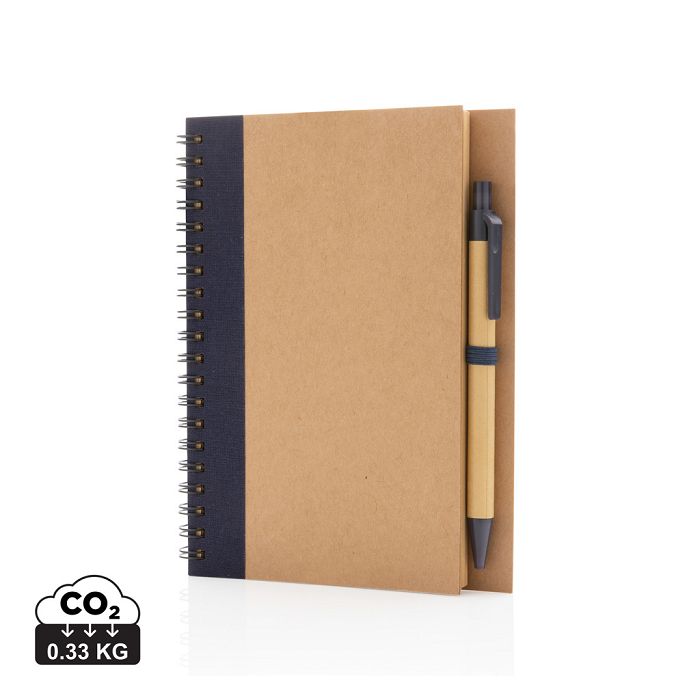  Cahier à spirales kraft avec stylo