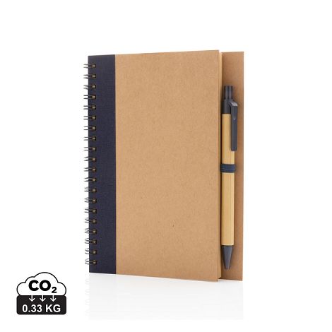  Cahier à spirales kraft avec stylo