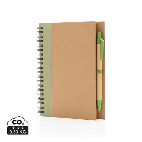  Cahier à spirales kraft avec stylo