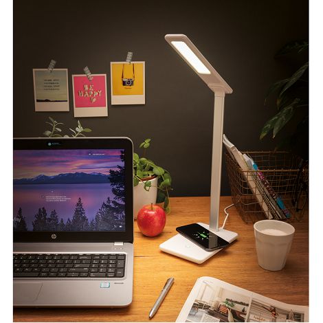 Lampe de bureau DEL à boutons tactiles avec chargeur QI sans fil