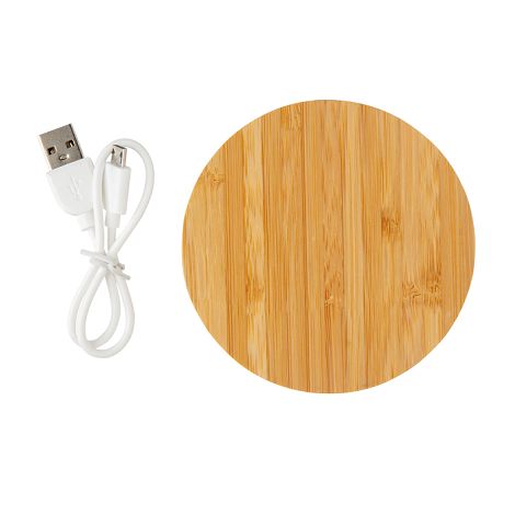  Chargeur sans fil 5W rond en bambou FSC®