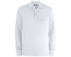 Basic Polo LS Pocket blanc