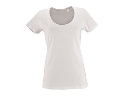 TEE-SHIRT FEMME COL ROND DÉCOLLETÉ BLANC