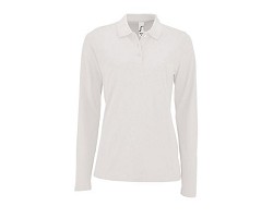 POLO PIQUÉ MANCHES LONGUES FEMME BLANC