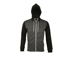 VESTE ZIPPÉE À CAPUCHE UNISEXE AVEC CORDON CONTRASTÉ BLANC