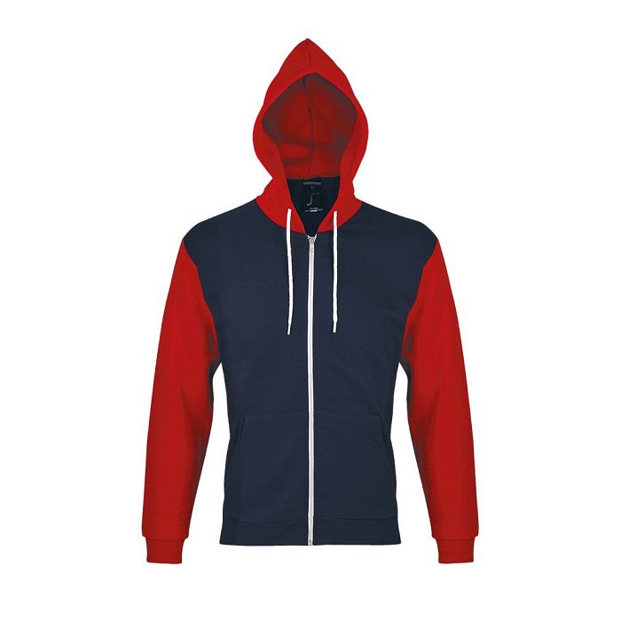  VESTE ZIPPÉE À CAPUCHE UNISEXE AVEC CORDON CONTRASTÉ BLANC