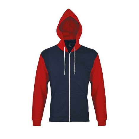  VESTE ZIPPÉE À CAPUCHE UNISEXE AVEC CORDON CONTRASTÉ BLANC