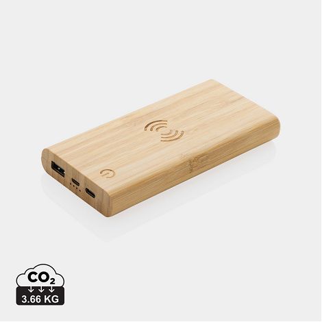  Powerbank 8000 mAh avec induction 5W en bambou certifié FSC®