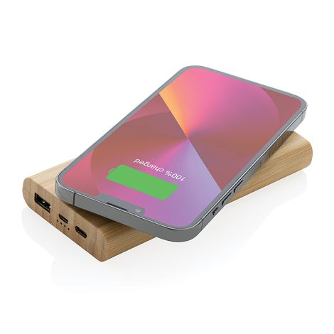  Powerbank 8000 mAh avec induction 5W en bambou certifié FSC®