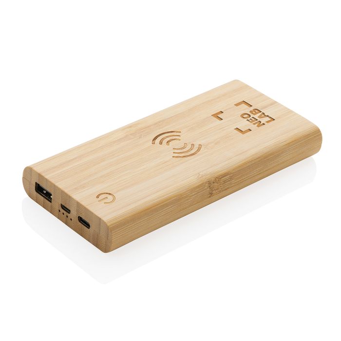  Powerbank 8000 mAh avec induction 5W en bambou certifié FSC®