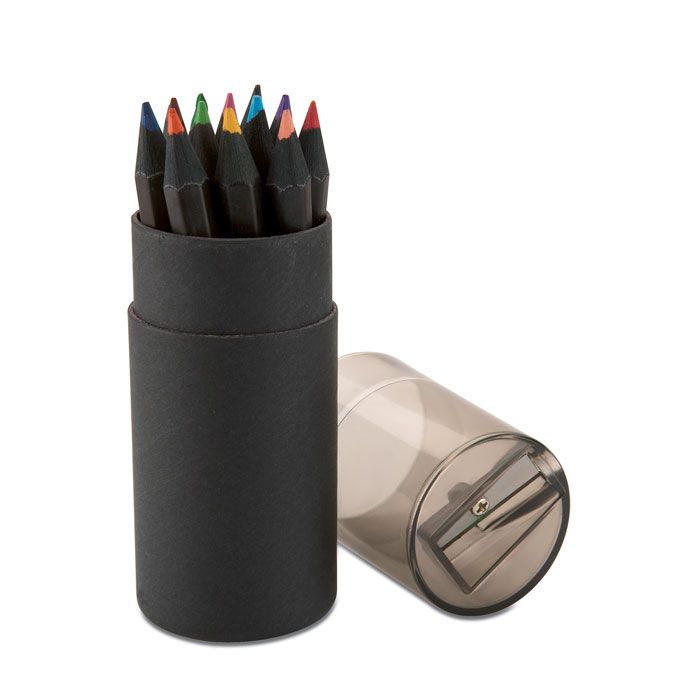  12 crayons de couleurs noirs