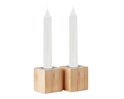 2 bougies et support en bambou