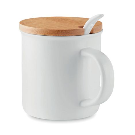  Mug porcelaine avec cuillère