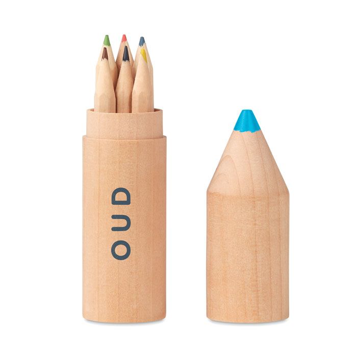  6 crayons dans un étui en bois