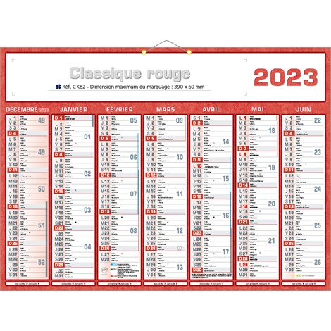  Calendrier bancaire Fabriqué en France