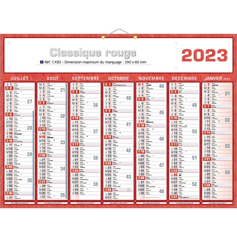  Calendrier bancaire Fabriqué en France