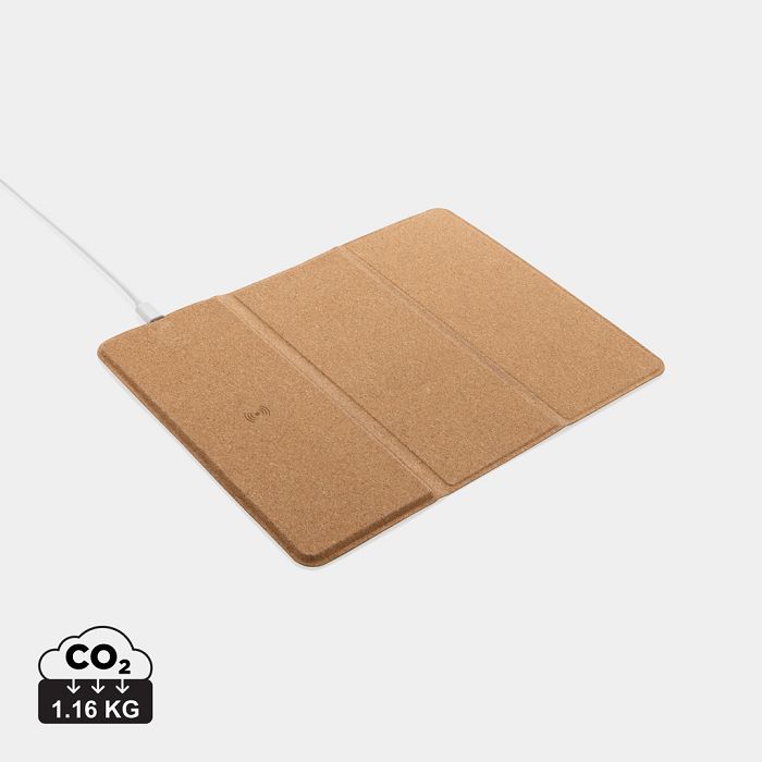  Tapis de souris avec chargeur sans fil 10W en liège FSC®