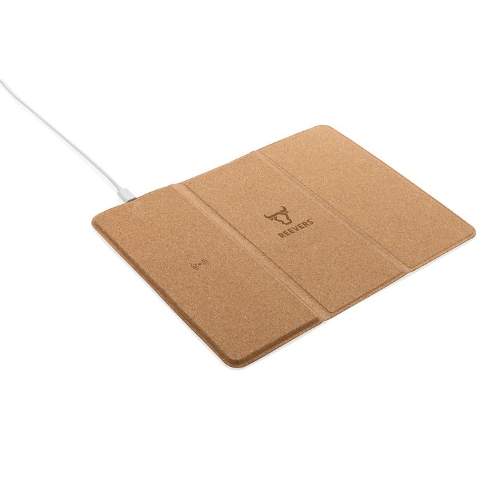  Tapis de souris avec chargeur sans fil 10W en liège FSC®