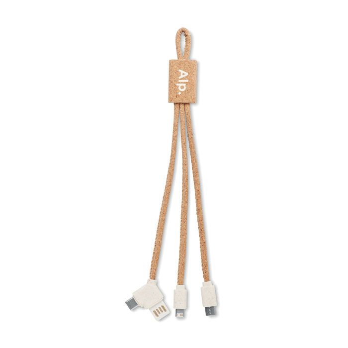  3 in 1 charging cable en bambou
