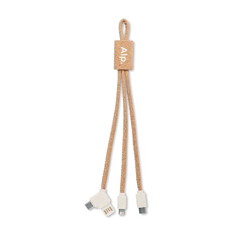  3 in 1 charging cable en bambou