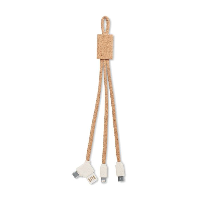  3 in 1 charging cable en bambou