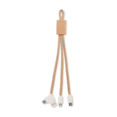  3 in 1 charging cable en bambou