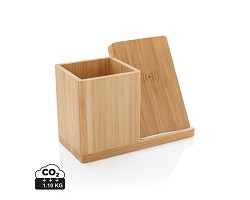 Chargeur sans fil en bambou 5W avec porte-stylo Calgary