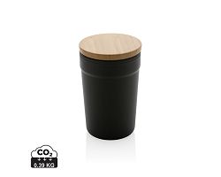 Mug 300ml en PP recyclé avec couvercle en bambou