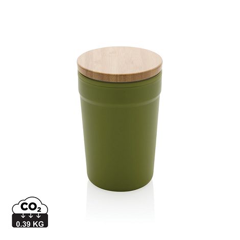  Mug 300ml en PP recyclé avec couvercle en bambou