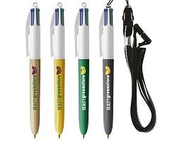 BIC® 4 Couleurs Style Bois avec Lanyard