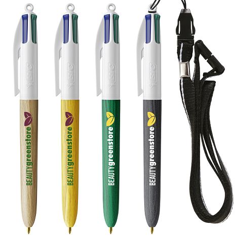 BIC® 4 Couleurs Style Bois avec Lanyard