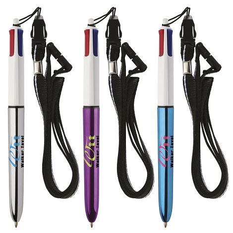 BIC® 4 Couleurs Shine bille + Lanyard