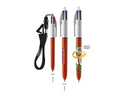 BIC® 4 Couleurs Fine bille + Lanyard