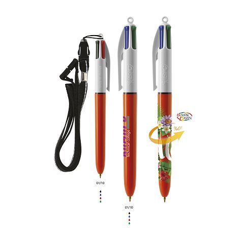 BIC® 4 Couleurs Fine bille + Lanyard