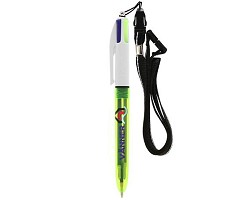 BIC® 4 Couleurs Fluo Bille + lanyard