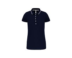 Polo maille piquée manches courtes femme