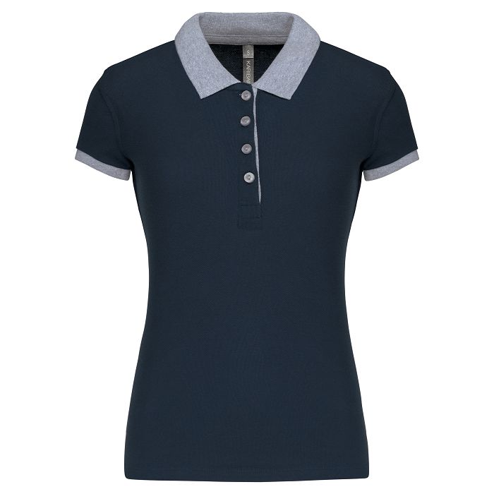  Polo piqué bicolore femme