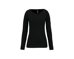 T-shirt col rond manches longues femme