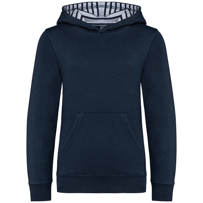  Sweat-shirt à capuche contrastée à motifs enfant unisexe