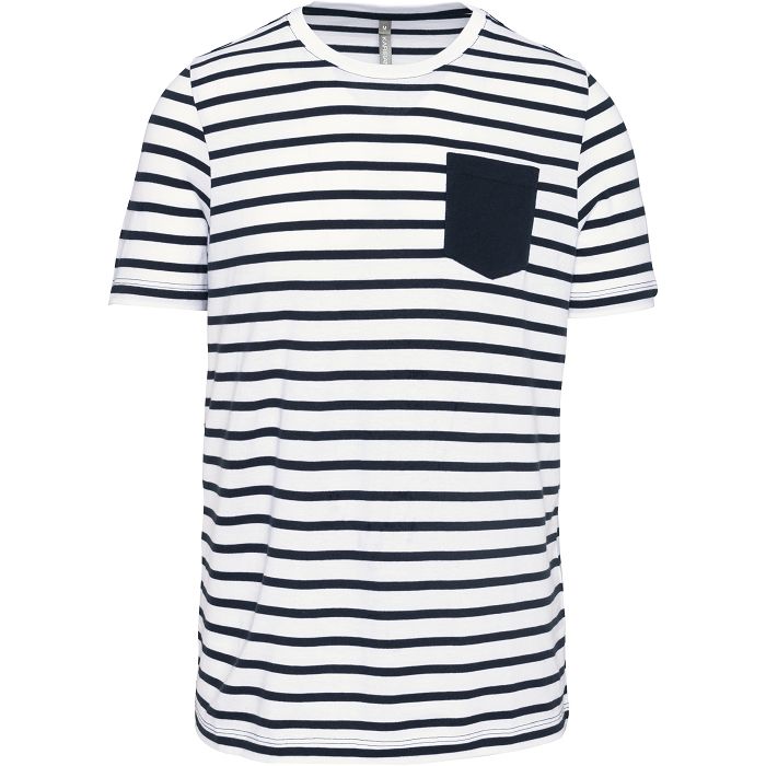  T-shirt rayé marin avec poche manches courtes homme