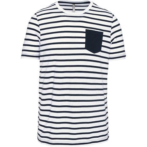  T-shirt rayé marin avec poche manches courtes homme