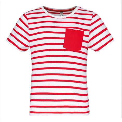  T-shirt rayé marin avec poche manches courtes enfant