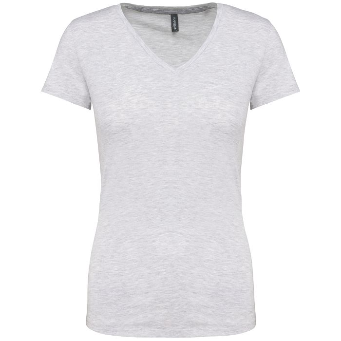  T-shirt col V manches courtes femme