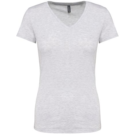  T-shirt col V manches courtes femme