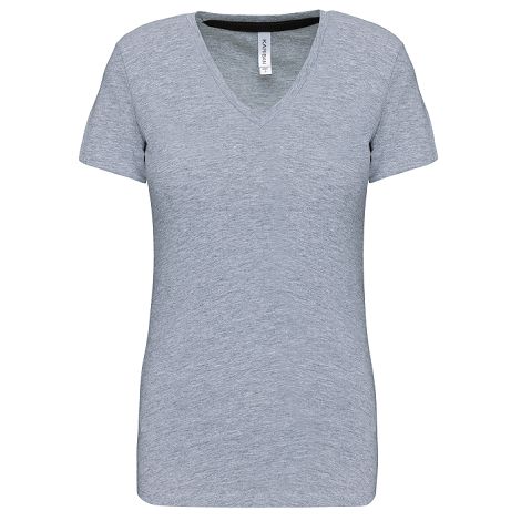  T-shirt col V manches courtes femme