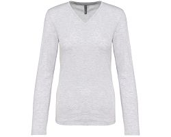 T-shirt col V manches longues femme