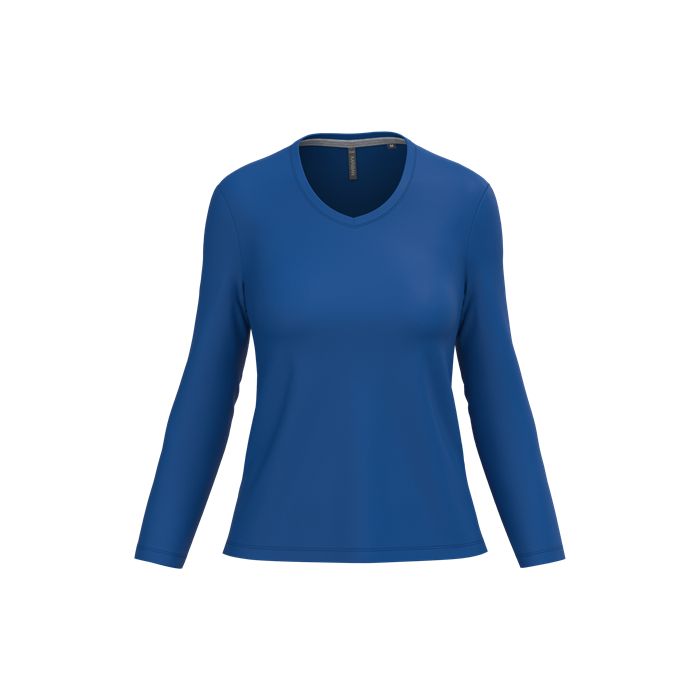  T-shirt col V manches longues femme